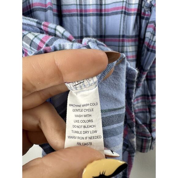 Vineyard Vines Blue Plaid Preppy Country Western Cottage Button Down Flannel 0 - Picture 5 of 6